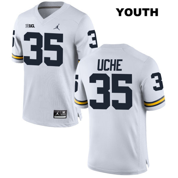 Youth NCAA Michigan Wolverines Josh Uche #35 White Jordan Brand Authentic Stitched Football College Jersey XS25S45HU